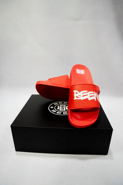 BEEN SLIDE SANDALS - RED/WHITE